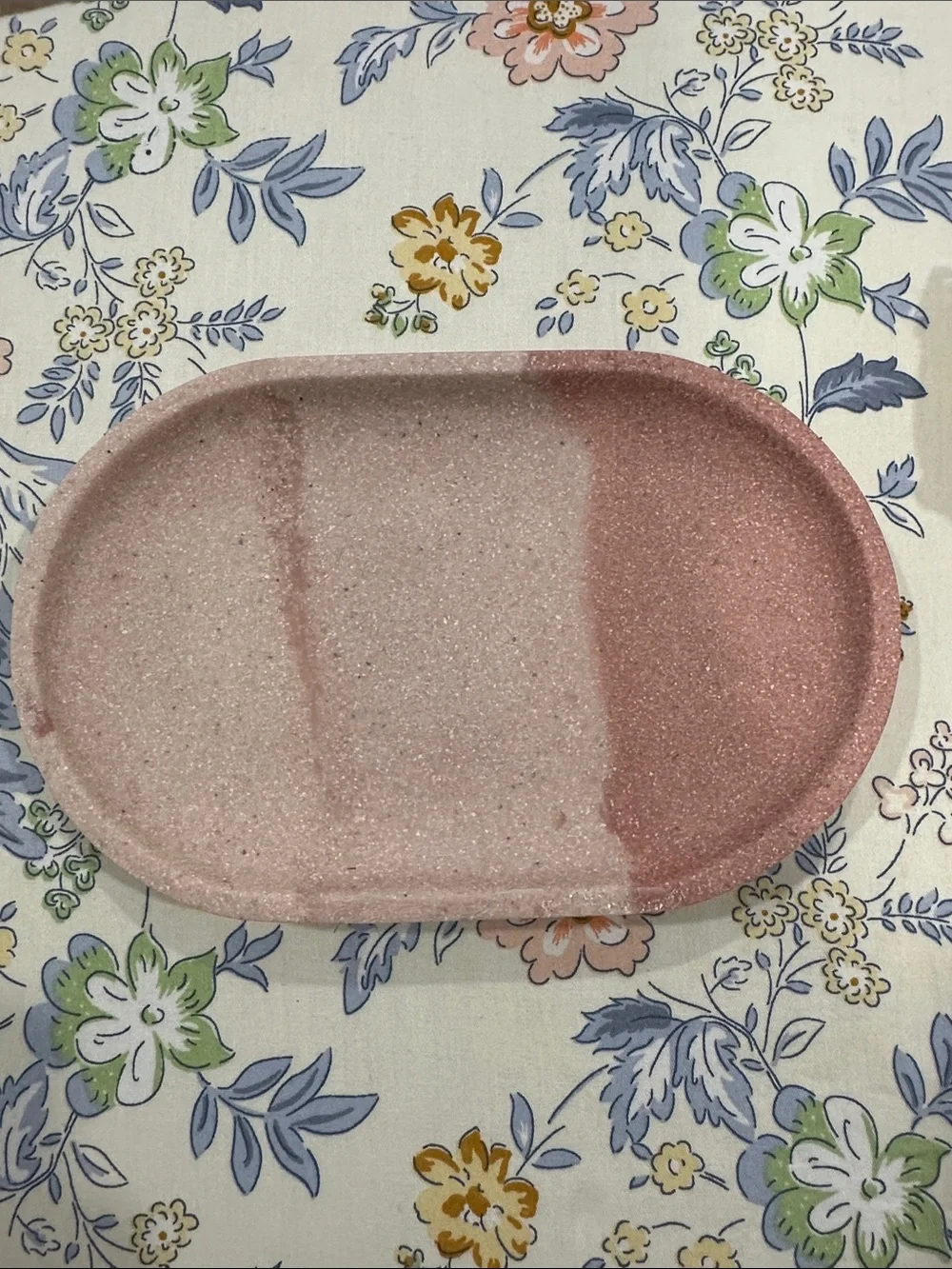 Speckled Pink Oval Soap Dish Tray